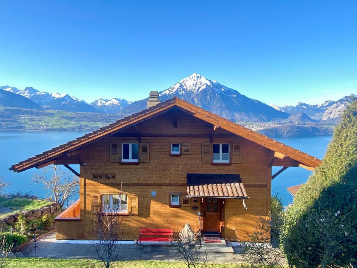Chalet Egglen "Typical Swiss House, Best Views, Private Jacuzzi" Sigriswil Exterior photo