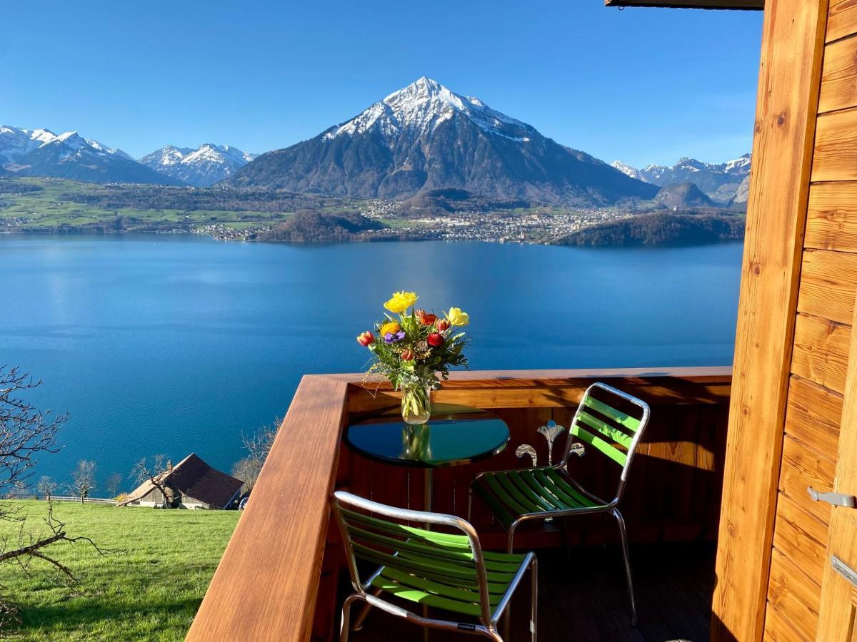 Chalet Egglen "Typical Swiss House, Best Views, Private Jacuzzi" Sigriswil Exterior photo