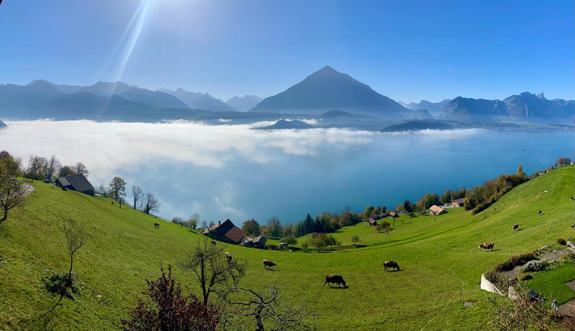 Chalet Egglen "Typical Swiss House, Best Views, Private Jacuzzi" Sigriswil Exterior photo