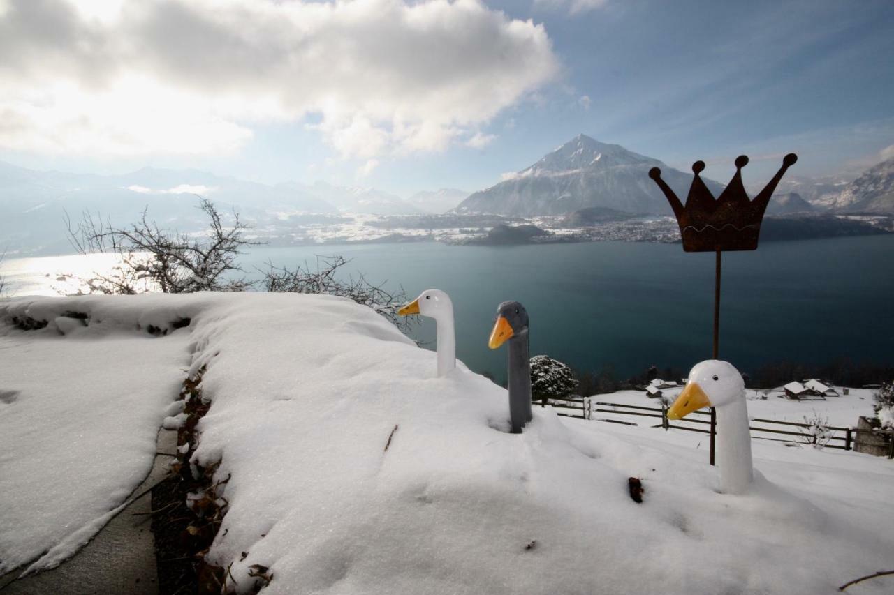 Chalet Egglen "Typical Swiss House, Best Views, Private Jacuzzi" Sigriswil Exterior photo